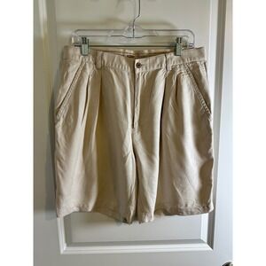 Tommy‎ Bahama Silk Blend Khaki Shorts Pleated Relaxed Fit Mens